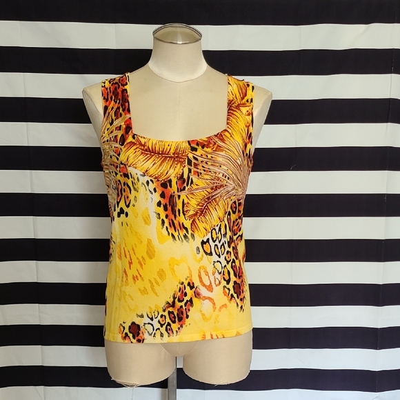Belldini Yellow Animal Print Tank Top - Picture 2 of 7